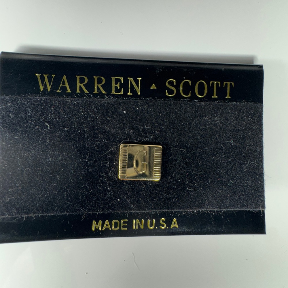 Warren Scott Gold Tone Letter G Tie Tack Lapel Pin Made in‎ USA